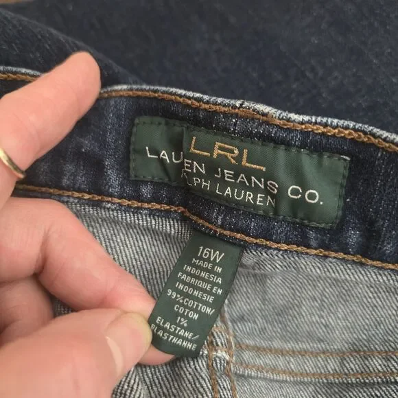 Lauren Ralph Lauren Jeans Women Plus Size 16W Straight High Rise Dark Wash Blue - Picture 6 of 9